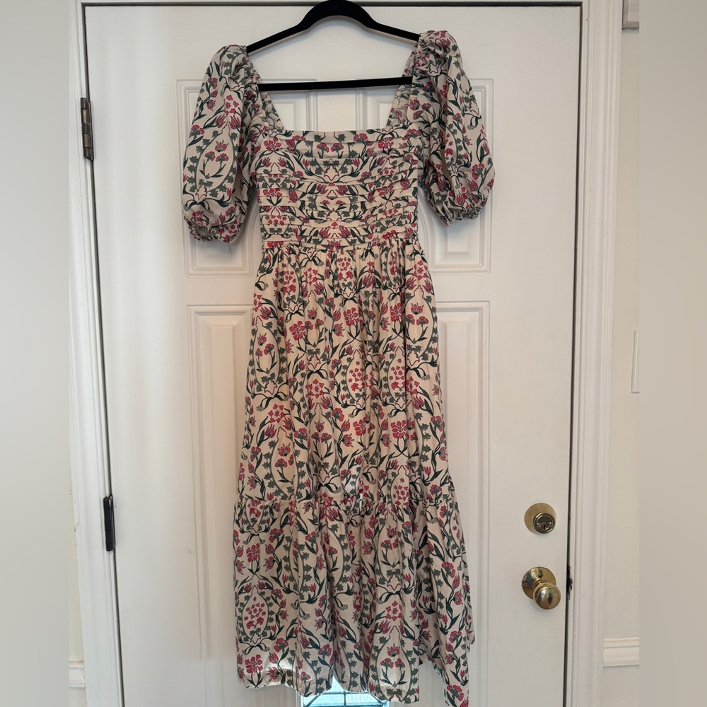 Abercrombie & Fitch Smocked Puff Sleeve Maxi